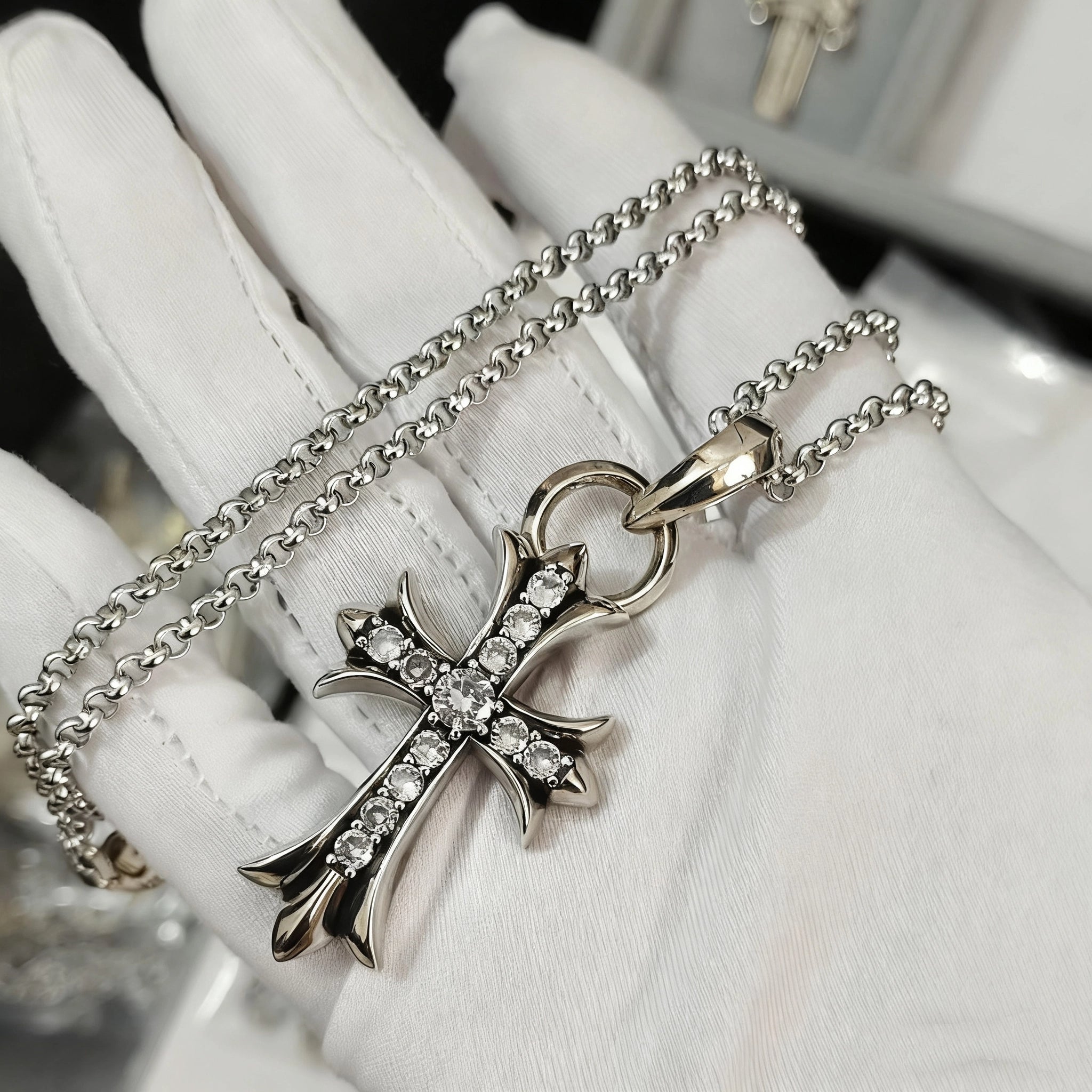 A set of diamond studded crosses