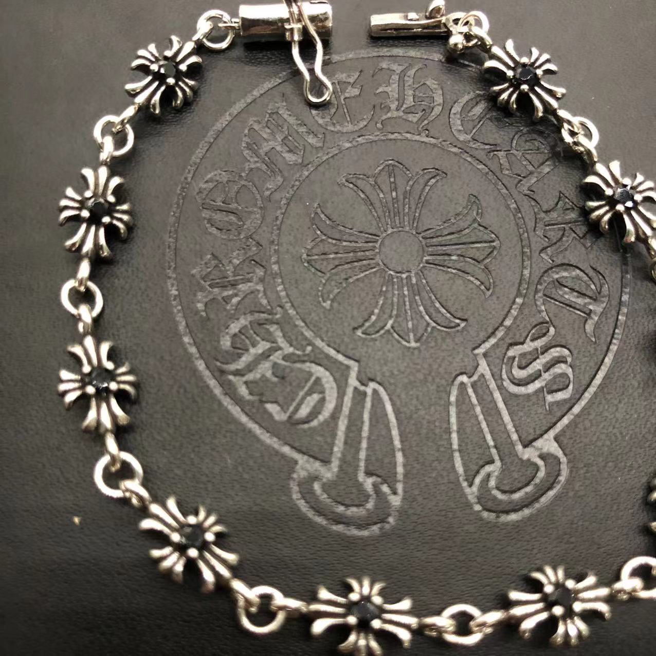 Black Diamond Cross Flower Bracelet