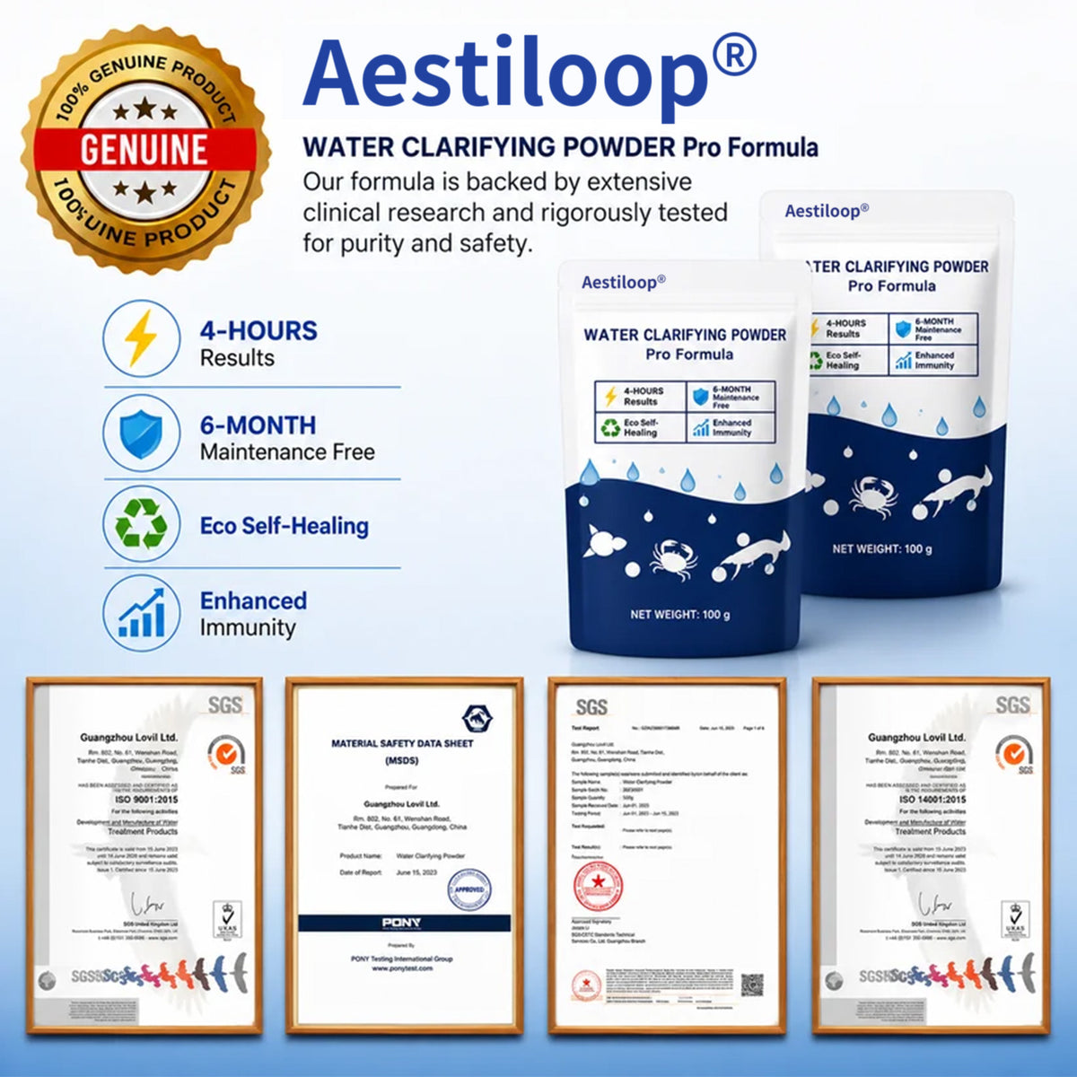 Official Store |⏱️ Crystal Clear in 24 Hours! | Aestiloop®Water Clarifying Powder