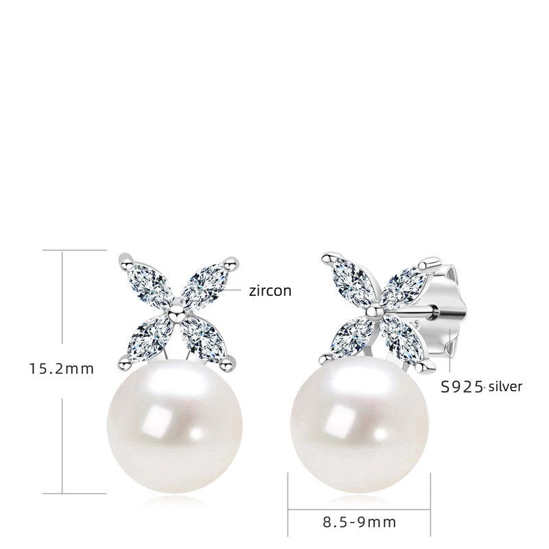 Four-Leaf Clover Pearl Earrings