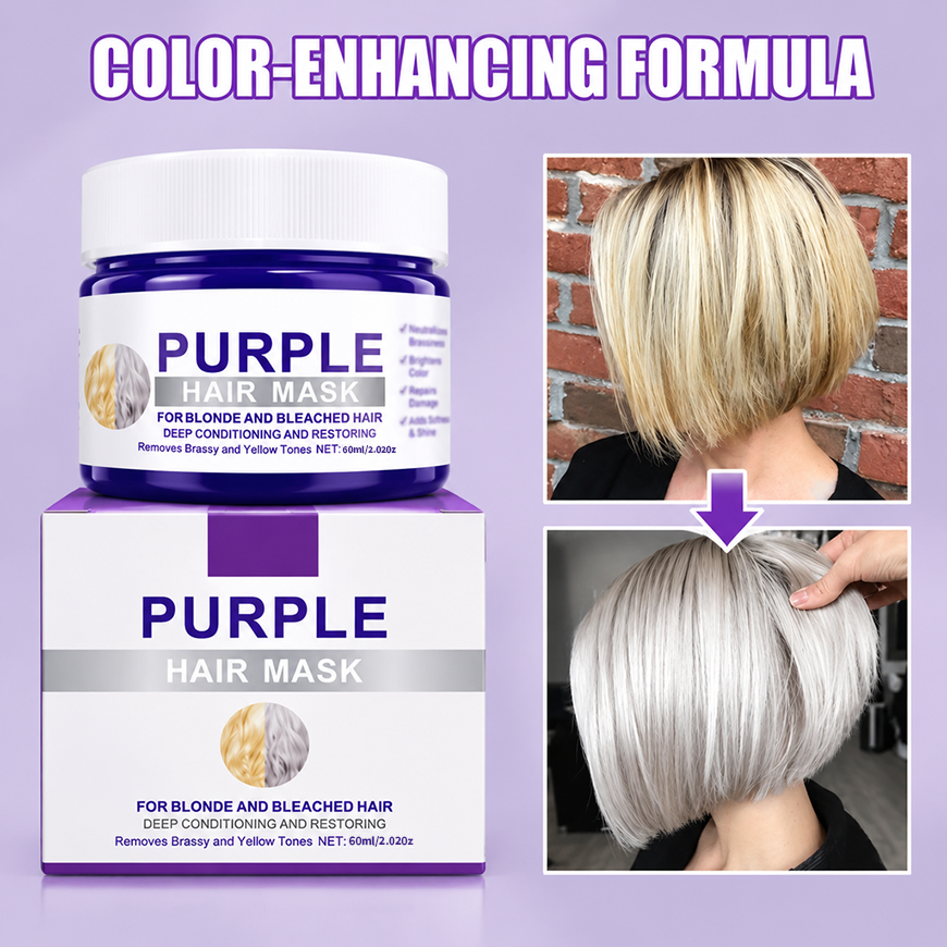 👱‍♀️Want to lighten your hair color?Your hair needs urgent care!🔥Moisturizing Purple Hair Mask with Long-Lasting Scent