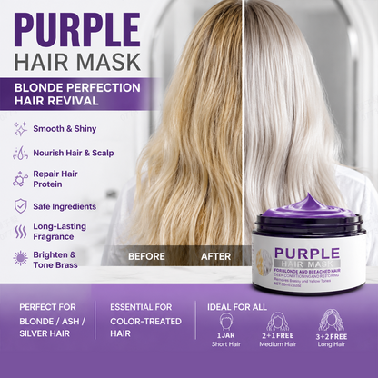 👱‍♀️Want to lighten your hair color?Your hair needs urgent care!🔥Moisturizing Purple Hair Mask with Long-Lasting Scent