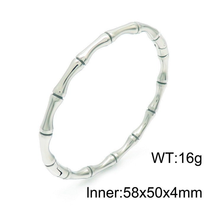 Bamboo Joint Design Stainless Steel Bracelet 18K Gold Plated Versatile High-Grade Plain Circle Bracelet