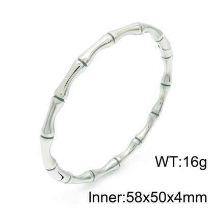 Bamboo Joint Design Stainless Steel Bracelet 18K Gold Plated Versatile High-Grade Plain Circle Bracelet