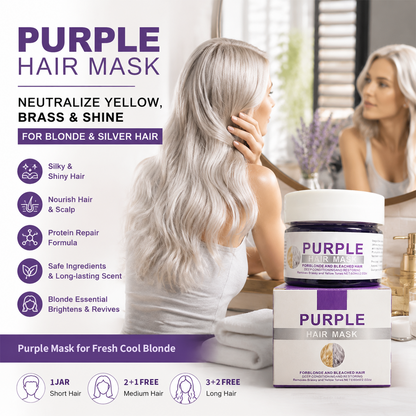 👱‍♀️Want to lighten your hair color?Your hair needs urgent care!🔥Moisturizing Purple Hair Mask with Long-Lasting Scent