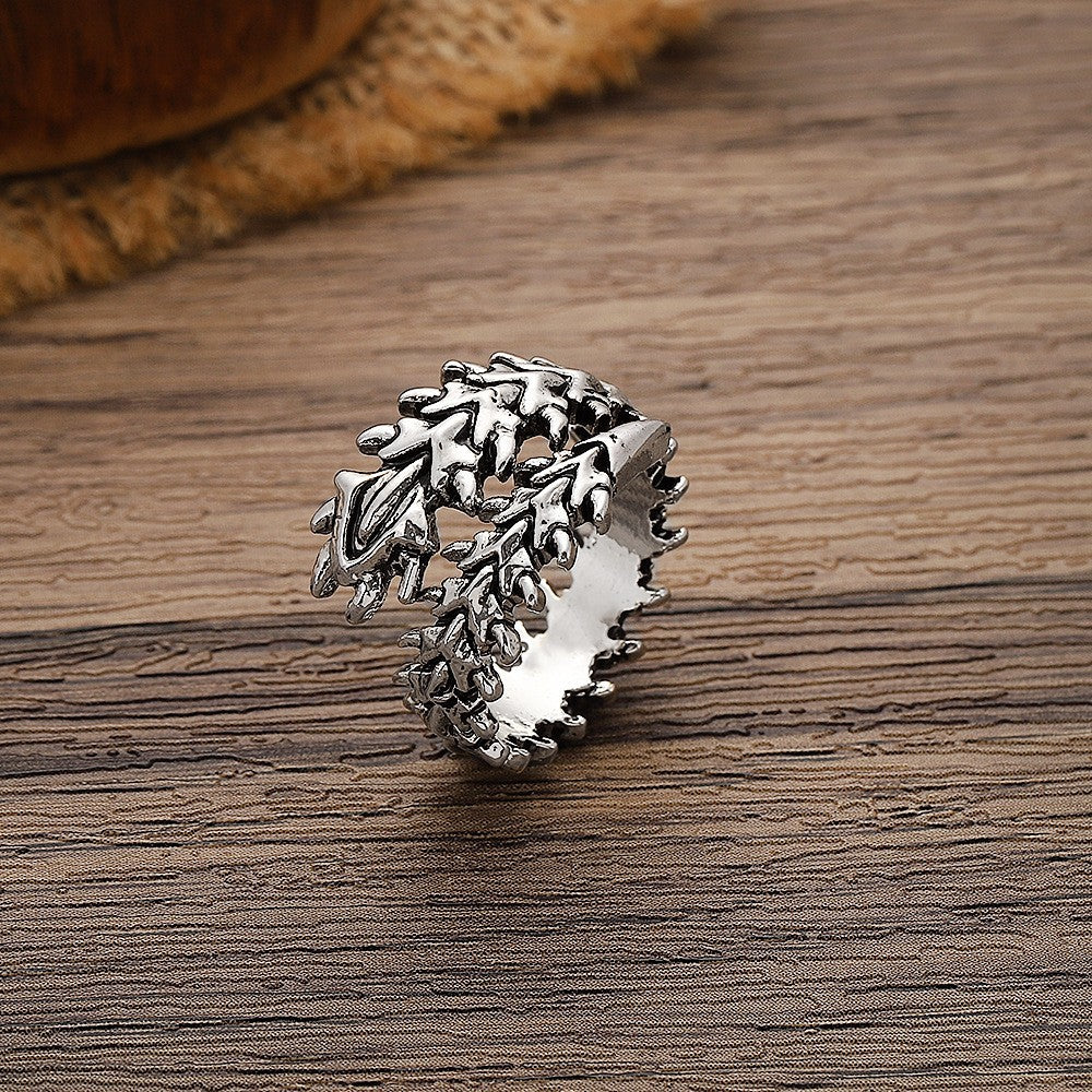 Punk Style Spine Skull Ring, Vintage Adjustable Open Design, Unisex Centipede Shape Finger Ring