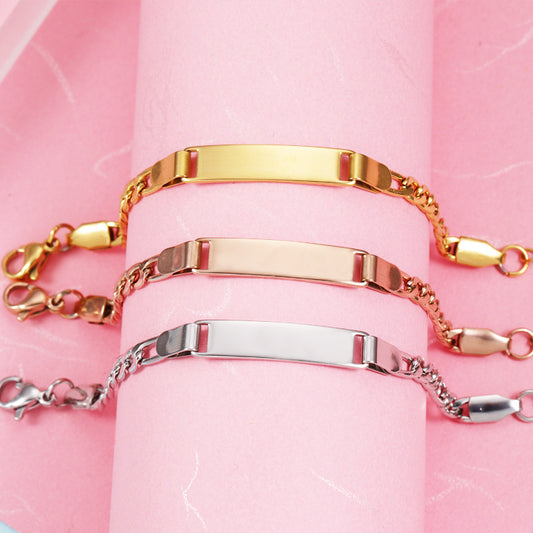 Unique Fashionable Kids' Gift  Style Stainless Steel Engravable Children's Bracelet