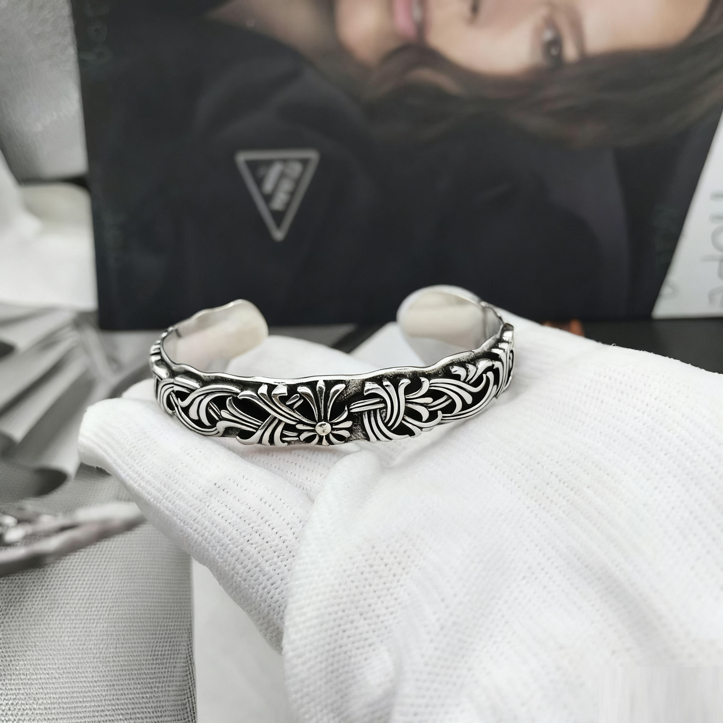 Cross Opening Retro Bracelet Skull Bullet Nail Text Sword Bracelet