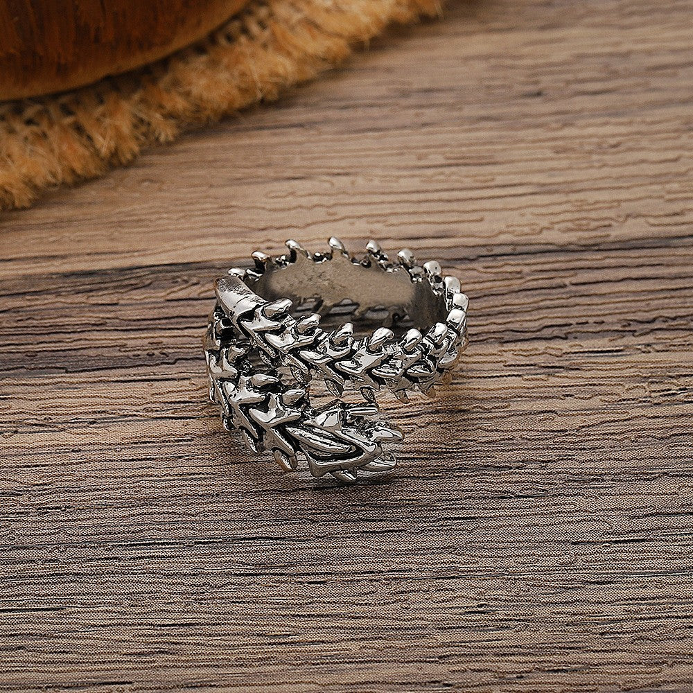 Punk Style Spine Skull Ring, Vintage Adjustable Open Design, Unisex Centipede Shape Finger Ring