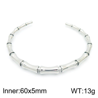 Bamboo Joint Design Stainless Steel Bracelet 18K Gold Plated Versatile High-Grade Plain Circle Bracelet