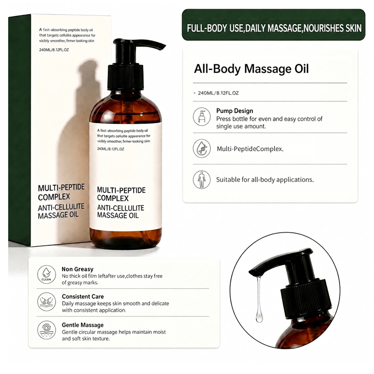 💝Multi-Peptide Complex Anti-Cellulite Massage Oil – Moisturizing, Smoothing & Comforting Body Care