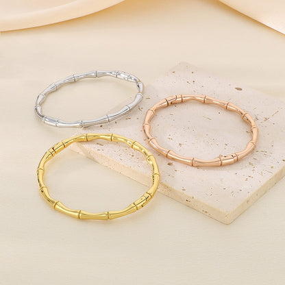 Bamboo Joint Design Stainless Steel Bracelet 18K Gold Plated Versatile High-Grade Plain Circle Bracelet