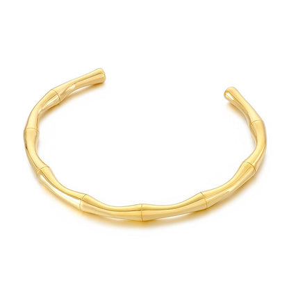 Bamboo Joint Design Stainless Steel Bracelet 18K Gold Plated Versatile High-Grade Plain Circle Bracelet